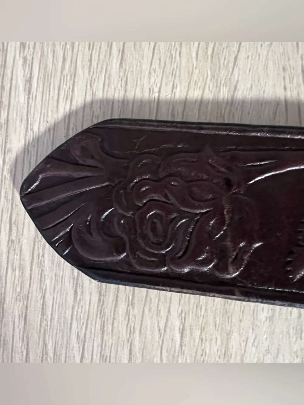 Faithful Designs X IVAN Oval Cherry Blossoms Metal Buckle Tooled Leather Belt XS